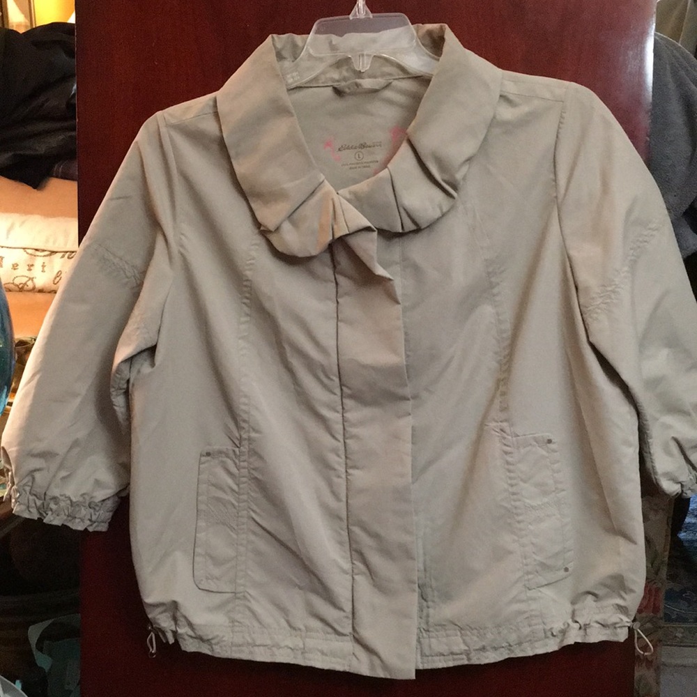 Eddie Bauer Polyester Rain Jacket Khaki Size L